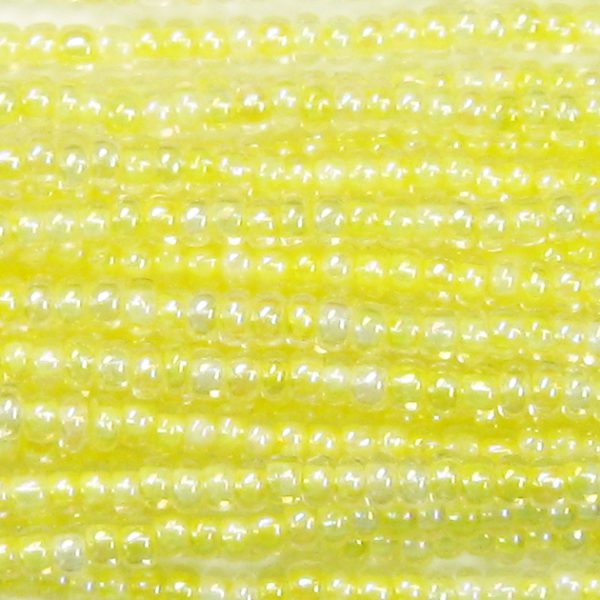11-0 Lined Iridescent Yellow Czech Seed Bead
