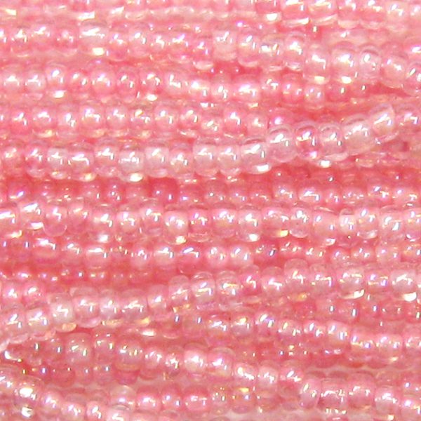 11-0 Lined Iridescent Light Pink Czech Seed Bead