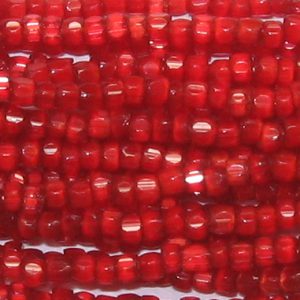 12/0 Czech Three Cut Seed Bead, Red Satin