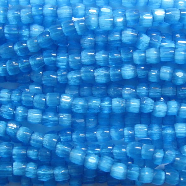 12/0 Czech Three Cut Seed Bead, Aqua Satin