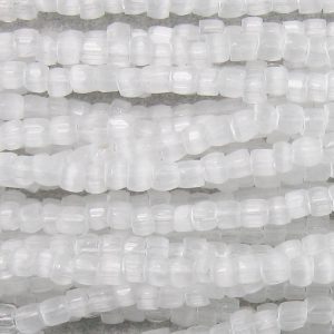 12/0 Czech Three Cut Seed Bead, White Satin