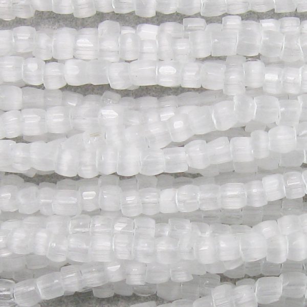 12/0 Czech Three Cut Seed Bead, White Satin