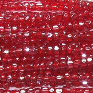 12/0 Czech Three Cut Seed Bead, Transparent Ruby Luster