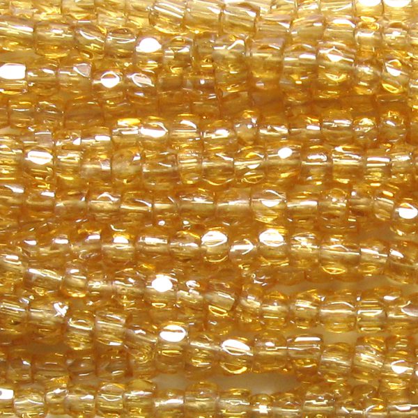 12/0 Czech Three Cut Seed Bead, Transparent Topaz Luster