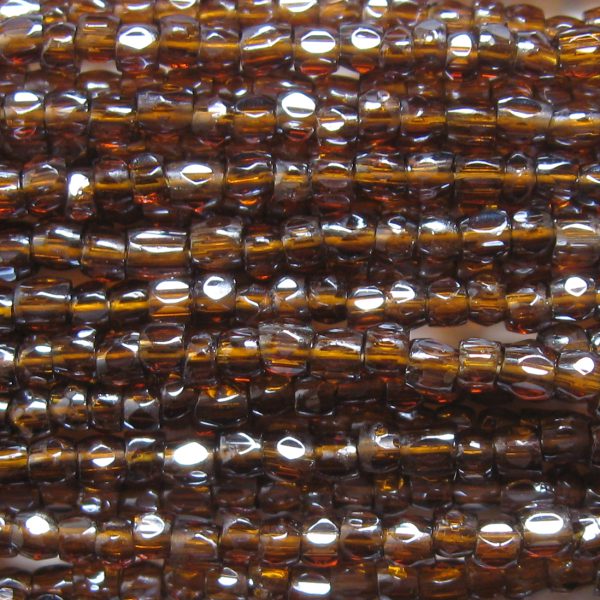 12/0 Czech Three Cut Seed Bead, Transparent Dark Smoke Topaz Luster