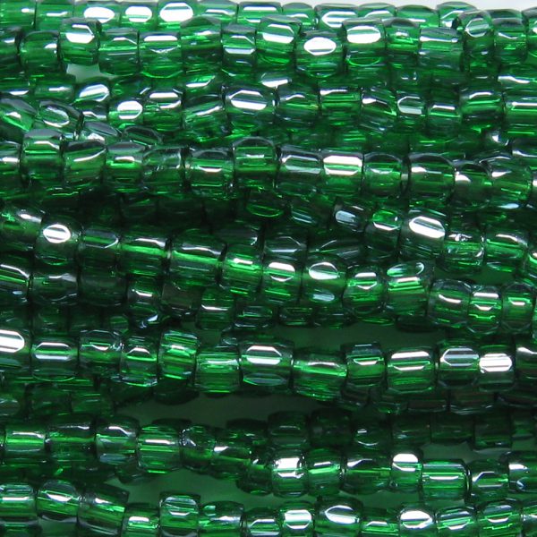 12/0 Czech Three Cut Seed Bead, Transparent Dark Kely Green Luster