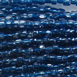 9/0 Czech Three Cut Seed Bead, Transparent Montana Blue Luster
