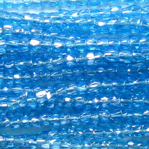 9/0 Czech Three Cut Seed Bead, Transparent Aqua Blue Luster