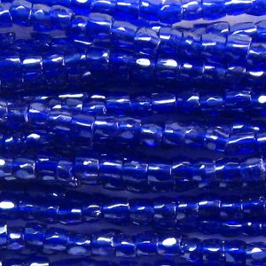 9/0 Czech Three Cut Seed Bead, Transparent Cobalt Blue Luster