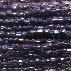 9/0 Czech Three Cut Seed Bead, Transparent Dark Amerthyst Luster