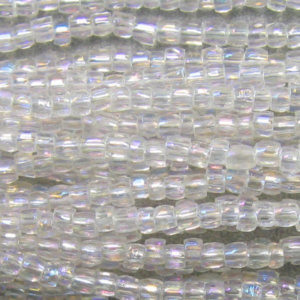 12/0 Czech Three Cut Seed Bead, Transparent Crystal AB