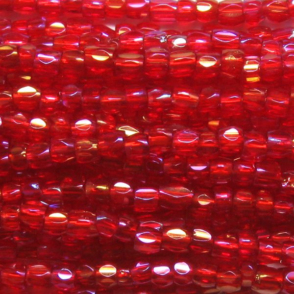 12/0 Czech Three Cut Seed Bead, Transparent Ruby AB