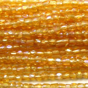 12/0 Czech Three Cut Seed Bead, Transparent Topaz AB