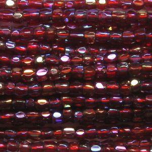 12/0 Czech Three Cut Seed Bead, Transparent Garnet AB