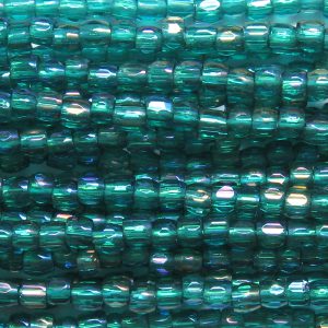12/0 Czech Three Cut Seed Bead, Transparent Emerald AB