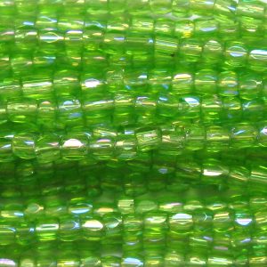 12/0 Czech Three Cut Seed Bead, Transparent Light Olivine AB