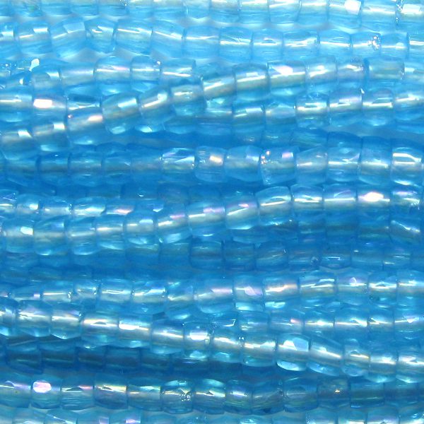 9/0 Czech Three Cut Seed Bead, Transparent Light Aqua AB