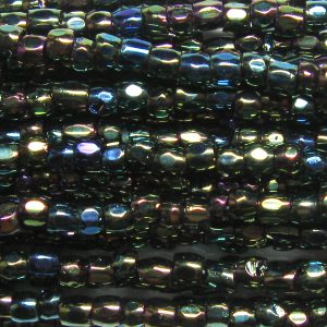 12/0 Czech Three Cut Seed Bead, Green Iris