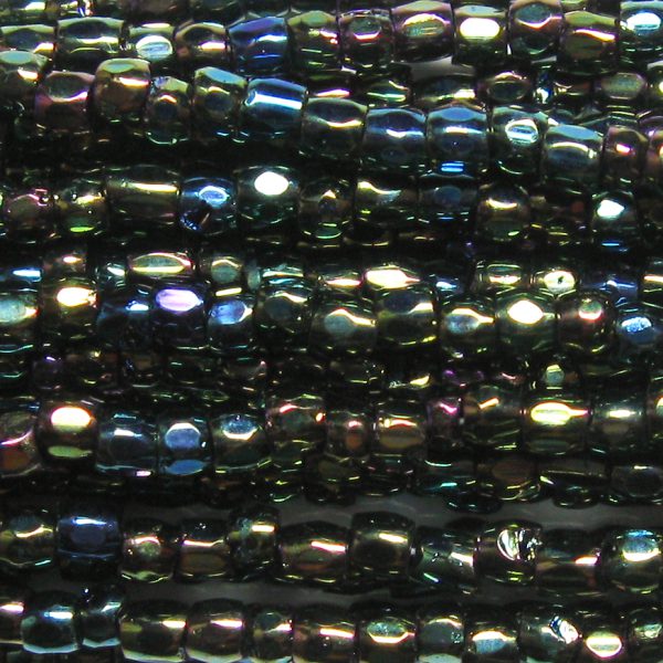 12/0 Czech Three Cut Seed Bead, Green Iris