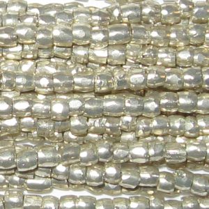 12/0 Czech Three Cut Seed Bead, Galvanized Metallic Silver*