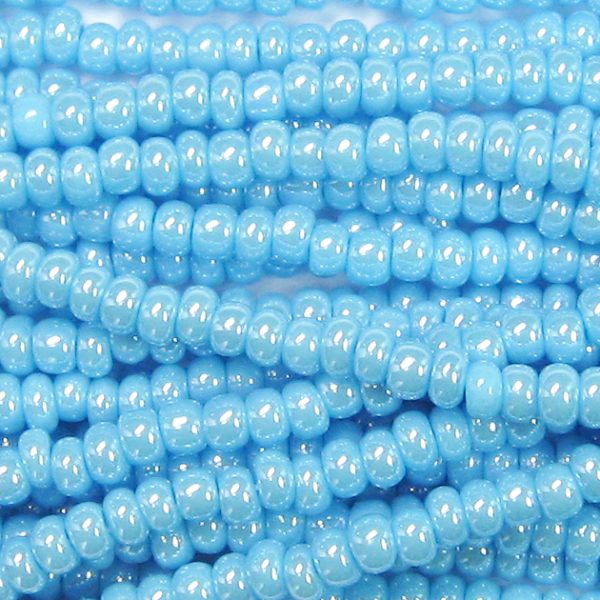 11/0 Czech Seed Bead, Opaque Aqua Blue Luster