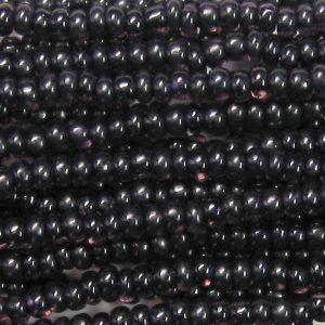11-0 Two Tone Black Lined Amethyst Purple-Black Czech Seed Bead