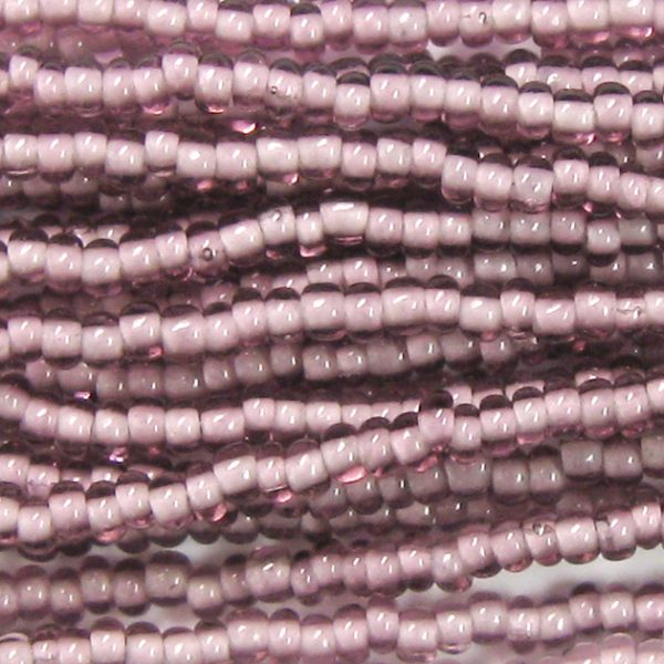 11-0 Two Tone Lined Light Amethyst Purple-White Czech Seed Bead