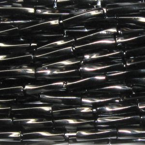 #5, 12mm Czech Twist Bugle Bead, Opaque Black