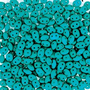 2.5x5mm SuperDuos Neon Teal Green