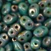 2.5x5mm SuperDuo, Turquoise Green Bronze Picasso