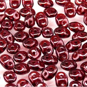 2.5x5mm SuperDuo, Gold Luster Garnet