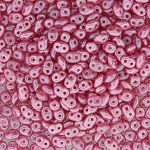 2.5x5mm SuperDuo, Rose Supra Pearl