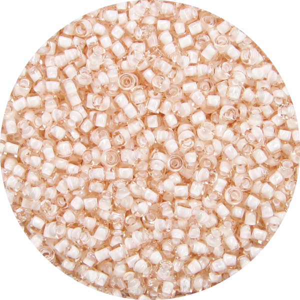 11-0 Two Tone Lined Peach Light Pink-White Japanese Seed Bead