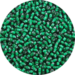 11-0 Two Tone Lined Dark Kelly Green-White Japanese Seed Bead
