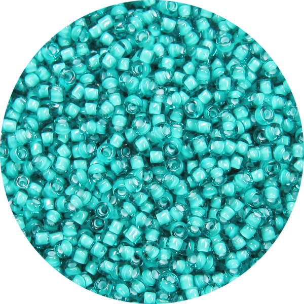 11-0 Two Tone White Lined Teal Japanese Seed Bead