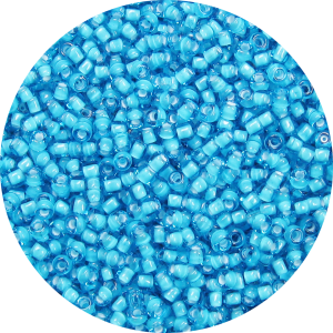 11-0 Two Tone Lined Aqua Blue-White Japanese Seed Bead