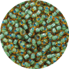 11-0 Two Tone Lined Amber Brown-Sea Foam Green Japanese Seed Bea