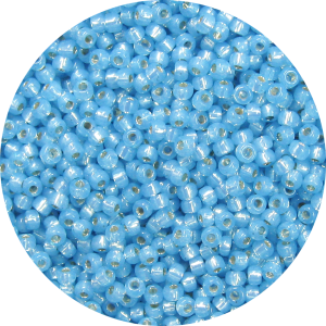 11/0 Gilt (Gold) Lined Waxy Aqua Blue Japanese Seed Bead 573