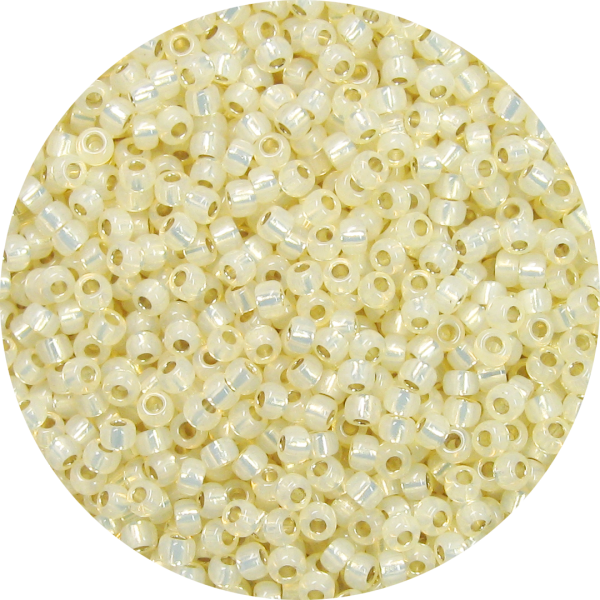 11-0 Gilt (Gold) Lined Waxy Ivory White Japanese Seed Bead