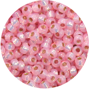 11-0 Gilt (Gold) Lined Waxy Pink Japanese Seed Bead