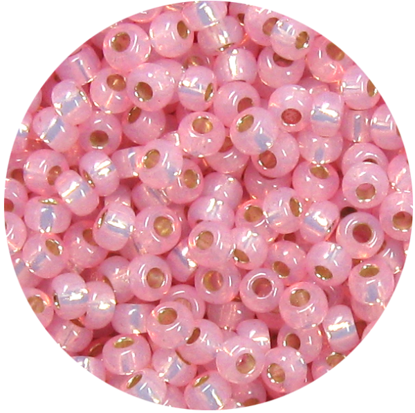 11-0 Gilt (Gold) Lined Waxy Pink Japanese Seed Bead