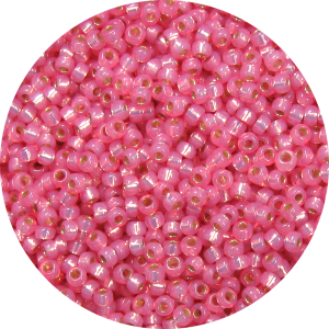 11-0 Gilt (Gold) Lined Waxy Rose Pink Japanese Seed Bead