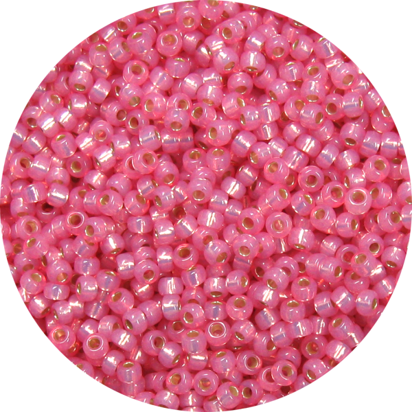 11-0 Gilt (Gold) Lined Waxy Rose Pink Japanese Seed Bead