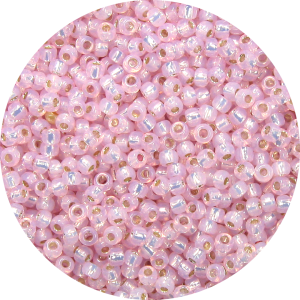  11-0 Gilt (Gold) Lined Waxy Light Pink Japanese Seed Bead