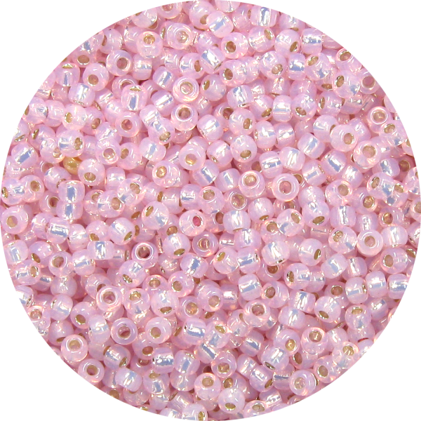 11-0 Gilt (Gold) Lined Waxy Light Pink Japanese Seed Bead