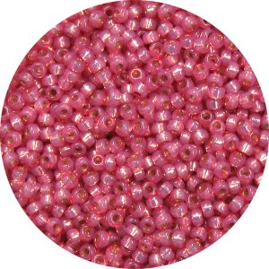 11-0 Gilt (Gold) Lined Waxy Dark Rose Pink Japanese Seed Bead