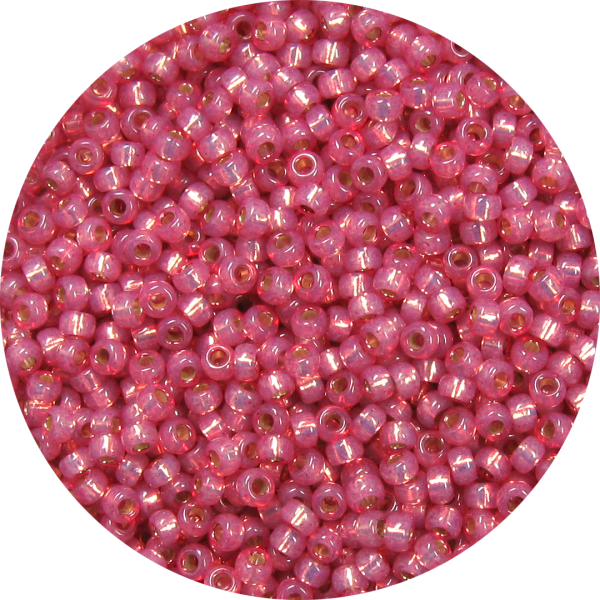11-0 Gilt (Gold) Lined Waxy Dark Rose Pink Japanese Seed Bead