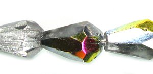 10x7mm Czech Faceted Fire Polish Tear Drop Beads - Crystal Vitrail