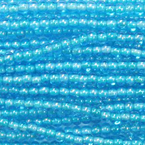 11-0 Two Tone Lined Iridescent Aqua Blue-Blue Czech Seed Bead