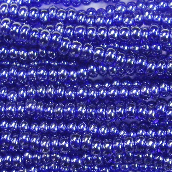 11/0 Czech Seed Bead, Transparent Cobalt Blue Luster